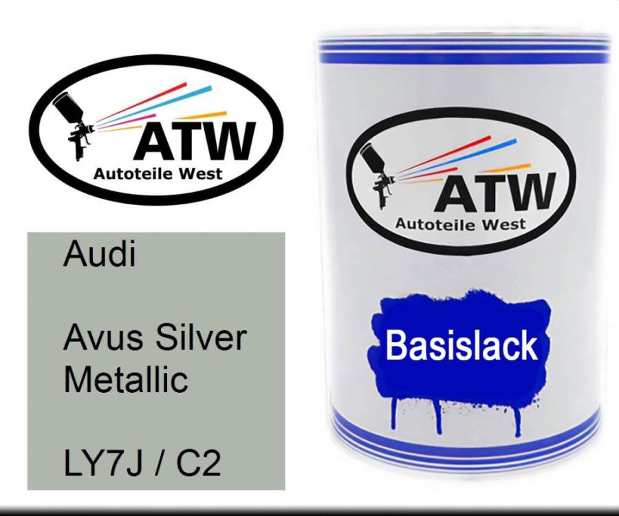 Audi, Avus Silver Metallic, LY7J / C2: 500ml Lackdose, von ATW Autoteile West.